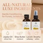 Leather Purse Cleaner & Conditioner Kit – 4pc Set with 4oz Cleaner, 4oz Conditioner, Microfiber Cloth & Applicator Sponge – L