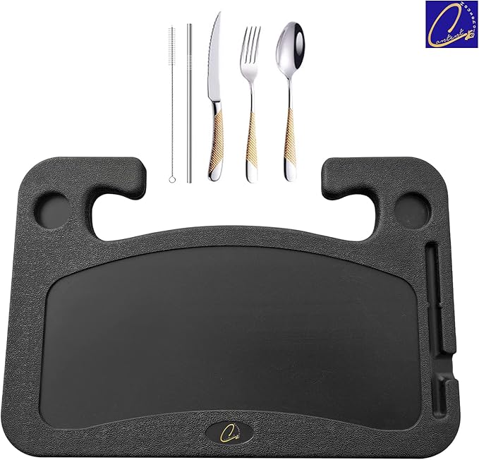 Steering Wheel Desk Tray | 16.5" Portable Car Laptop Table | Multi-Use Work Surface for Eating Writing | Vehicle Travel Workstation | Fits Most Cars Trucks SUVs