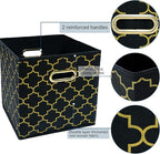 Fabric storage bins Cubes, Fabric Cube Organizer with Handle, Foldable Cube Bins for Cloth or Accessary Storage, 11x11x11, Se