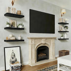 Solid Wood Floating Wall Shelves, Wall Mounted Display Bookshelf for Bedroom, Bathroom, Kitchen, Living Room, Decor Wall,Set 
