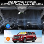 Custom Fit Escalade Windshield Sunshade for Cadillac Escalade Accessories 2021-2023 2024 2025 2026 Front Window Shades Cover for Windshield Sun Visor Screen Protector 210T Reflective Blocks UV Rays