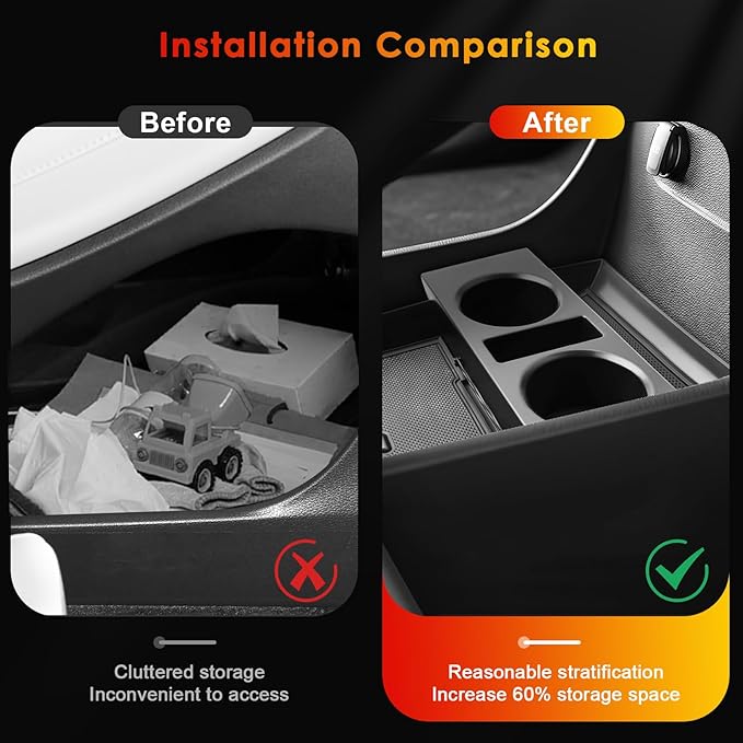 for 2024 Palisade Lower Console Organizer for 2023-2025 Hyundai Palisade SE/SEL/XRT/Limited/Calligraphy Under Console Tray Palisade Accessories (23-25 Palisade ABS Under Organizer w/Cup Holder)