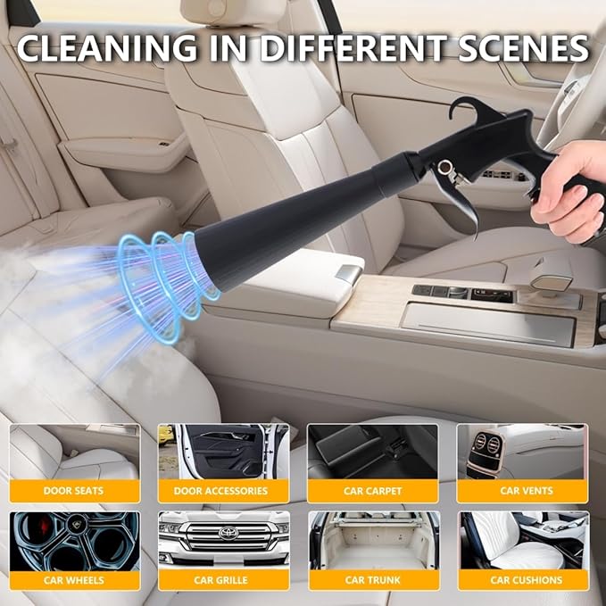 Tornado Detailing Car Cleaning Gun with Metal Nozzle | Interior Drying Air Gun | High Pressure Blower Gun | Car Cleaning Kit 