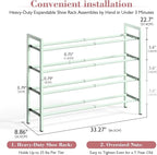 Bumusty 4-Tier Expandable Shoe Rack for Closet, 18“-33” Adjustable Shoe Rack for Small Space, Small Shoe Organizer for Front 