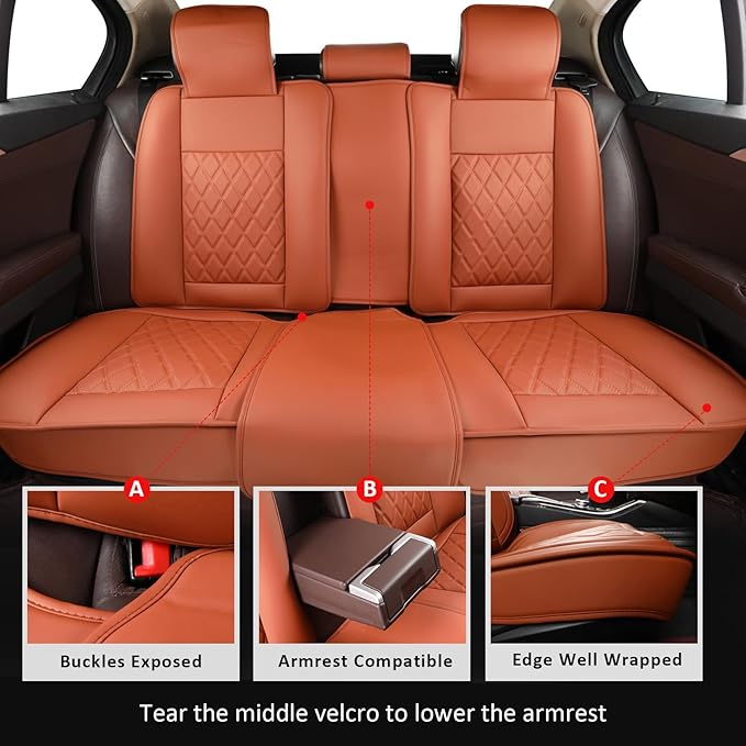 MIROZO Seat Covers Universal, Faux Leather Seat Cover Waterproof Seat Covers Full Set Automotive Seat Covers Car Seat Protect