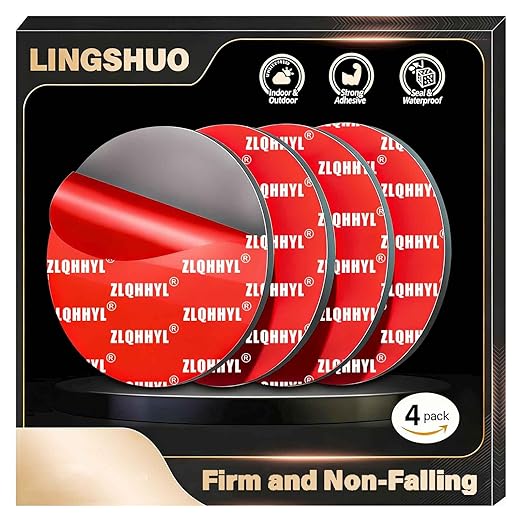 Adhesive Sticky Pads for Dash Cam, 2.2" Round Heat Resistant Double Sided Mounting Sticker Tape for Dashboard Phone Holder, Windshield Car Mount, DashCamera with 2 Adhesion Promoter