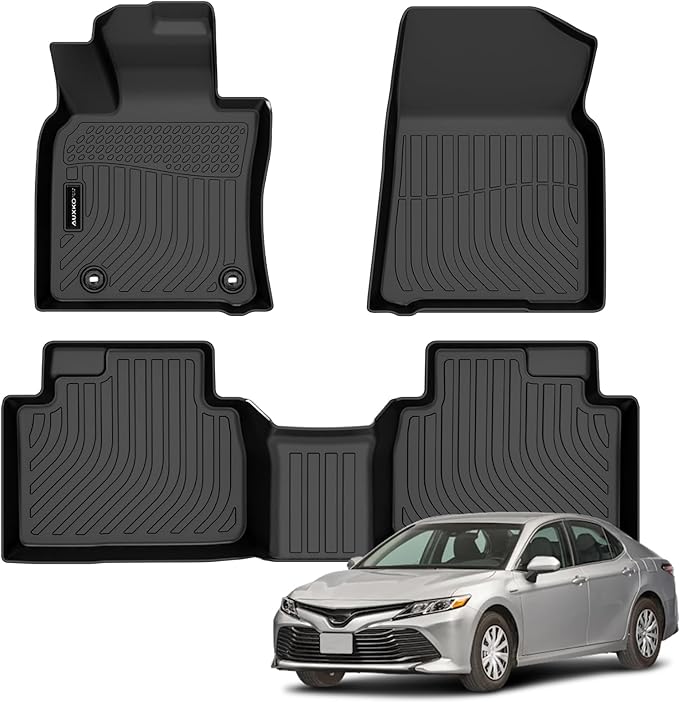 Auxko All Weather Floor Mats Fit for Toyota Camry Hybrid 2018-2024 TPE Rubber Liners Set Camry Hybrid Accessories All Season Guard Odorless Anti-Slip Floor Mats 2 Row