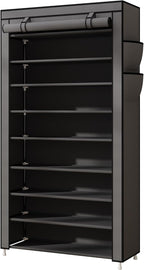 Laiensia 9-Tier Vertical Shoe Rack Organizer, Space Saving Shoe Storage Organizer, Non-Woven Cover Shoe Shelf Holds 36-45Pair
