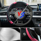 Xizopucy Pink Steering Wheel Cover Microfiber Leather Sporty Car Accessories for Men and Women,Breathable Non-Slip Universal 