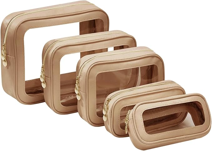5PCS Diaper Bag Organizer Pouch Set，Clear Organizer Bags,TSA Approved Toiletry Bag,Clear Waterproof Cosmetic Bags with Zipper