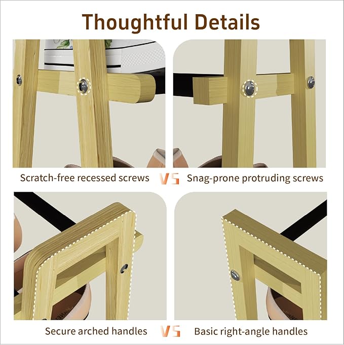 Stackable Shoe Rack Organizer, 3 Tier Shoe Rack for Closet, Bamboo Free Standing Shoe Storage, Shoe Stand for Front Door Entr