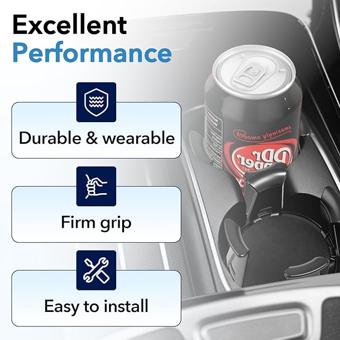4PCS Car Cup Holder Insert, Self-Adhesive Expanding Cup Holder Inserts for Car, Automotive Black Cup Holder Adapter with Clam