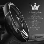HighnessHwoo 3D Car Steering Wheel Cover Comfort Grip Massage Sporty Anti-Slip Carbon Fiber Faux Leather for Sedan SUV, Unive