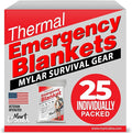 Mart Cobra Emergency Blanket 25-Pack Space Mylar Blankets Survival Gear and Supplies Reusable Thermal Camping Essentials Hiki