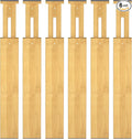 Bamboo Drawer Dividers,17-22" Adjustable Kitchen Drawer Organizer for Clothes,6 Pack Expandable Drawer Organization Separator