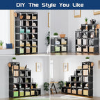 Mavivegue Book Shelf, 18 Cube Storage Organizer, DIY Bookcase, Metal Cube Bookshelf, Cubbies Closet Storage Organizer Shelves