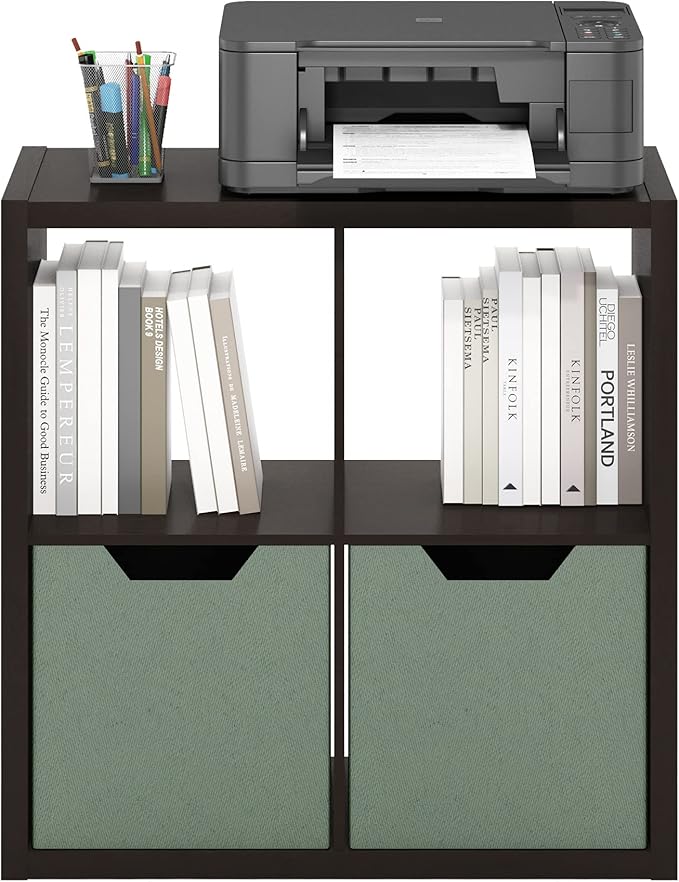 Furinno CUBICLE Book Shelf, 4-Cube Bookshelf, Extra Thick Frame Reversible Bookcase with Open Back, 14.6" x 30" x 30", for Li