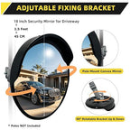 Convex Mirror for Pole - 18" Corner Mirrors for Garage, Warehouse, Blind Spot, Large Security Mirror for Driveway with Flexible PC Lens (18 Inch, Black)