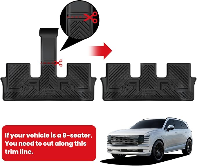 LASFIT Floor Mats & Backrest Mats & Cargo Mat for Hyundai Palisade 7/8 Seats 2026 (Only Fit Gas), All Weather TPE Custom Fit Car Mats Floor Liners for Palisade, Full Set Mats Accessoires, Black