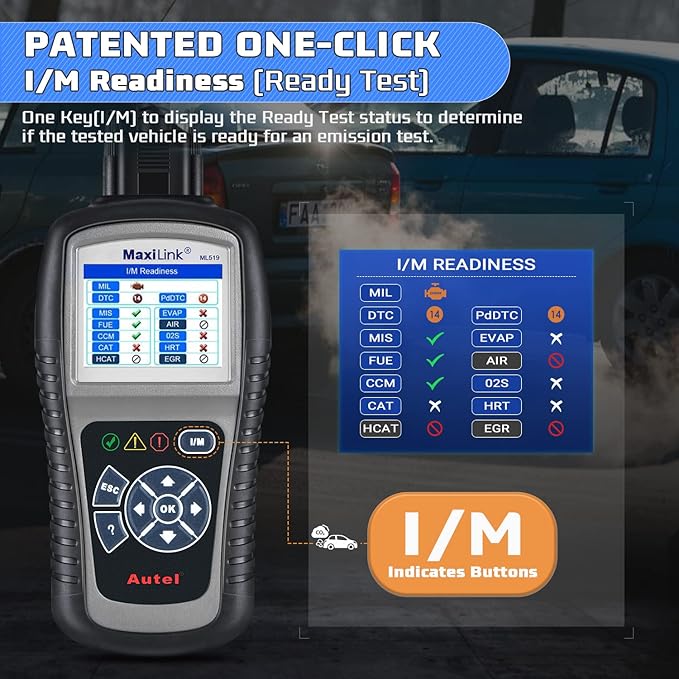 Autel MaxiLink ML519 Enhanced Mode 6 OBD2 Scanner Auto Diagnostic Scan Tool Check Engine Fault Code Reader CAN Scan Tool,