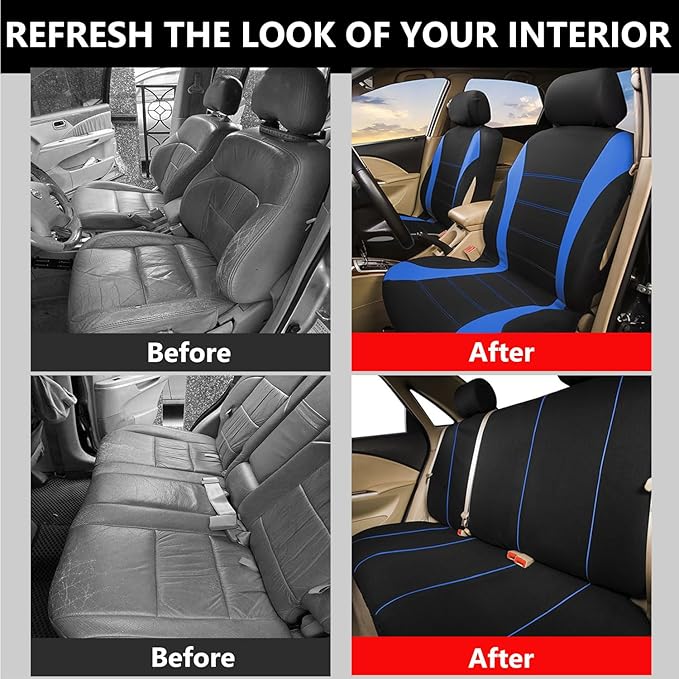 Foneso Car Seat Covers, 100% Breathable with Composite Sponge Inside, Airbag Compatible Universal Fit Accessories Auto for Ca