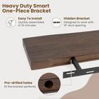 Floating Shelves for Wall Decor, Rustic Solid Elm Wood Live Edge Floating Shelves Wall Mounted, Wall Shelves with Invisible B