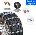 Qoosea Snow Chains for Car 10Pcs Tire Chains for SUV Manganese Steel Tire Chains Heavy Duty Universal Anti-Slip Chains for Ti