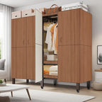 Heavy Duty Covered Clothes Rack with Magnetic Door Foldable Portable Wardrobe Closet for Hanging Clothing Rolling Black Metal