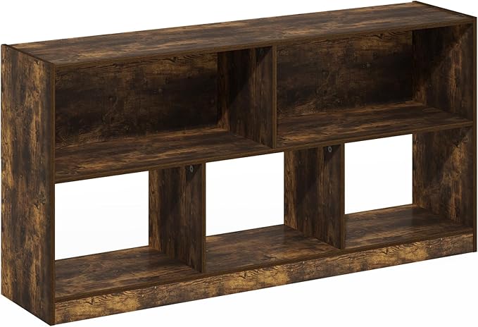 Furinno DALY Book Shelf, 5-Cube Bookshelf, Horizontal Cube Storage Organizer Bookcase, 10.9 x 47.2 x 23.6, for Living Room, B