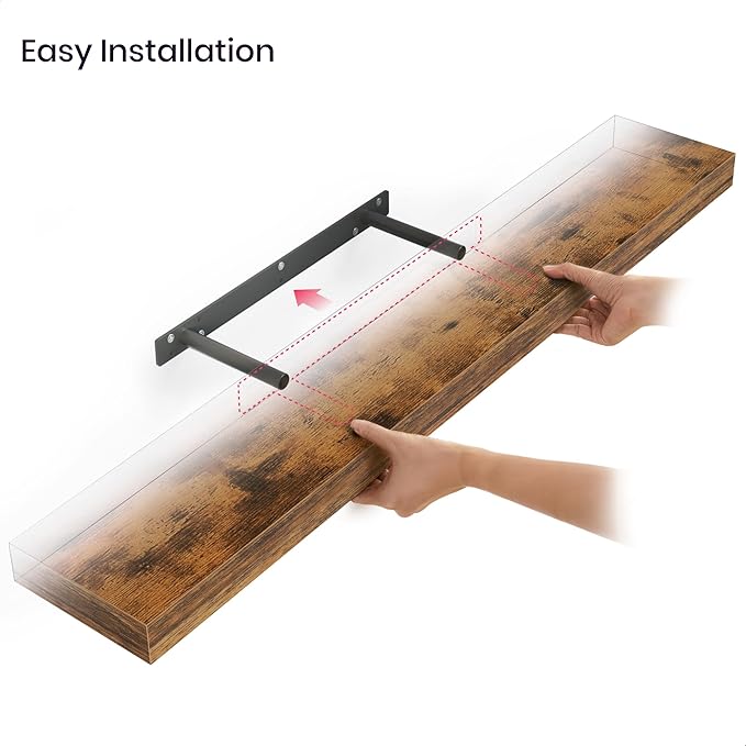 Ballucci Floating Shelves, 36" Wood Wall Shelf Set of 2, with Invisible Brackets for Bathroom, Living Room, Bedroom, Kitchen,