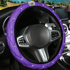 Dotesy 16 Pcs Bling Car Steering Wheel Cover Set with Crystal Seatbelt Shoulder Pads Diamond Butterfly Car Accessories for Women (Purple)