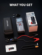 Q27 Jump Starter with Air Compressor, 3000A Portable Car Battery Booster, 150PSI Tire Inflator, Jumper Cables with LED Light, 12V Jump Box for Up to 7.0L Gas & 5.0L Diesel Engines