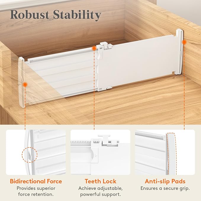 Lifewit 5" Tall 5 Pack Drawer Dividers, 30-47cm/11.5-18.5" Expandable Drawer Divider for Clothes, Adjustable Dresser Drawer O