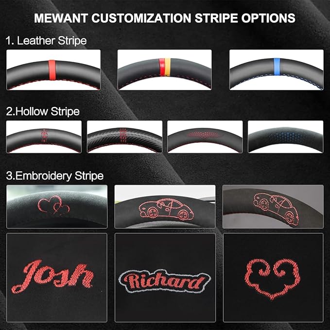 MEWANT Steering Wheel Cover for Yoke Style Steering Wheel for Tesla Model S 2021-2023 / Model X 2021-2023 Hand-Stitched Steering Wrap