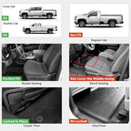 LASFIT Front Floor Mats 2019-2026 for Chevrolet Silverado/GMC Sierra 1500, 2020-2026 Chevy Silverado/GMC Sierra 2500HD 3500HD, Crew Cab/Double Cab, All Weather TPE Floor Liners, 1st Row Only