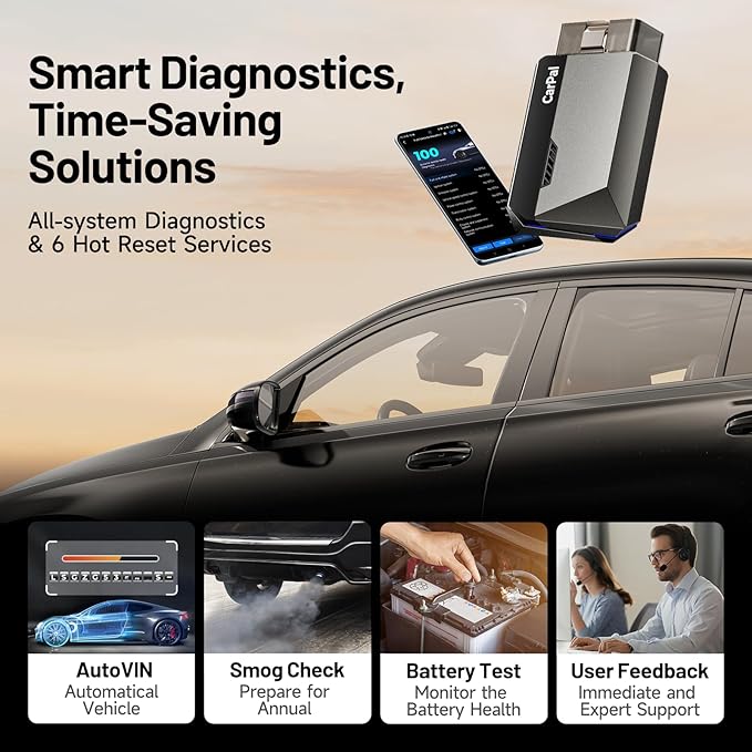 TOPDON Carpal OBD2 Scanner Bluetooth - Scanner for Car, AI-Assisted All System Diagnostic Tool for iOS & Android, Vehicle
