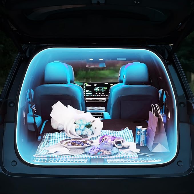 HOLDCY Car LED Strip Lights - Trunk Cargo Ambient Lighting, Ice Blue 7000K, 177.16 inches Flexible Cuttable LED Light Strip, Easy Install, Waterproof, Universal Fit for Car Trunks, SUVs, and Vans