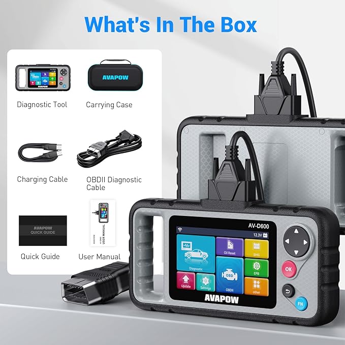 AVAPOW AV-D600 4 Systems OBD2 Scanner Engine/Transmission/SRS/ABS Diagnostic Tool, Oil Reset/EPB Reset/Battery Match, Car Code