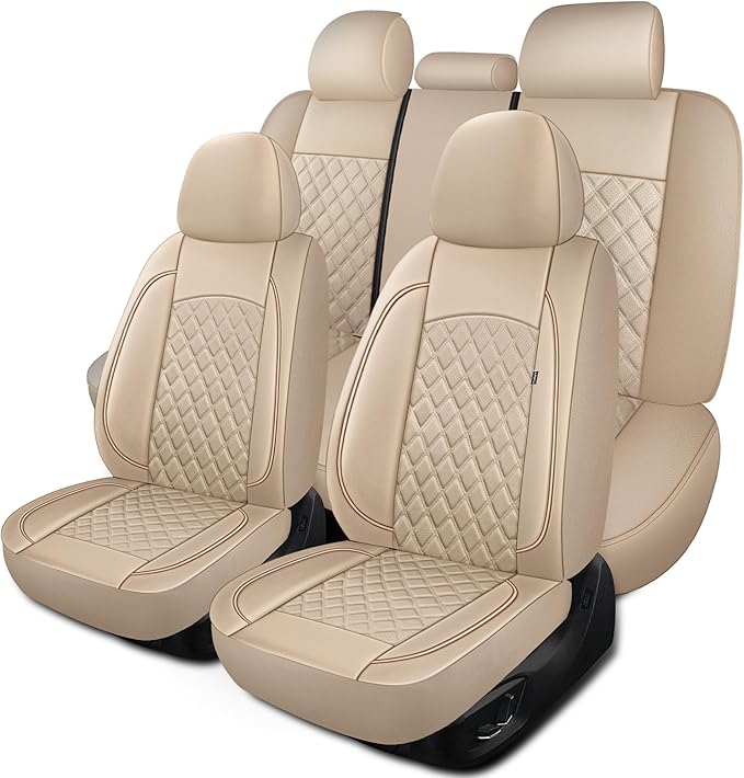 Car Seat Covers Full Set, Breathable and Waterproof Napa Leather Car Seat Cover, Interior Universal Fit for Cars, Sedans, SUV