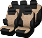 CAR PASS Car Seat Covers Full Sets, Front & Split Rear Bench for Car, 3D Tyre Embossed Automotive Interior Covers, Airbag Com
