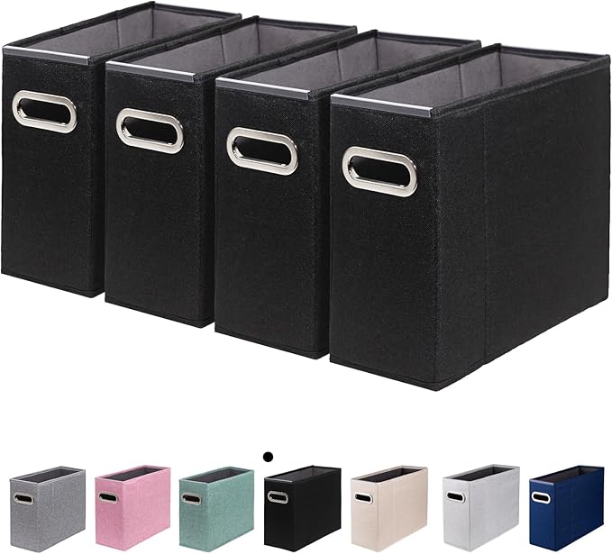 4 Packs Letter Size File Organizer, File Folders Organizer, Fabric Storage Box, Collapsible Paper Organizer with Metal Handle