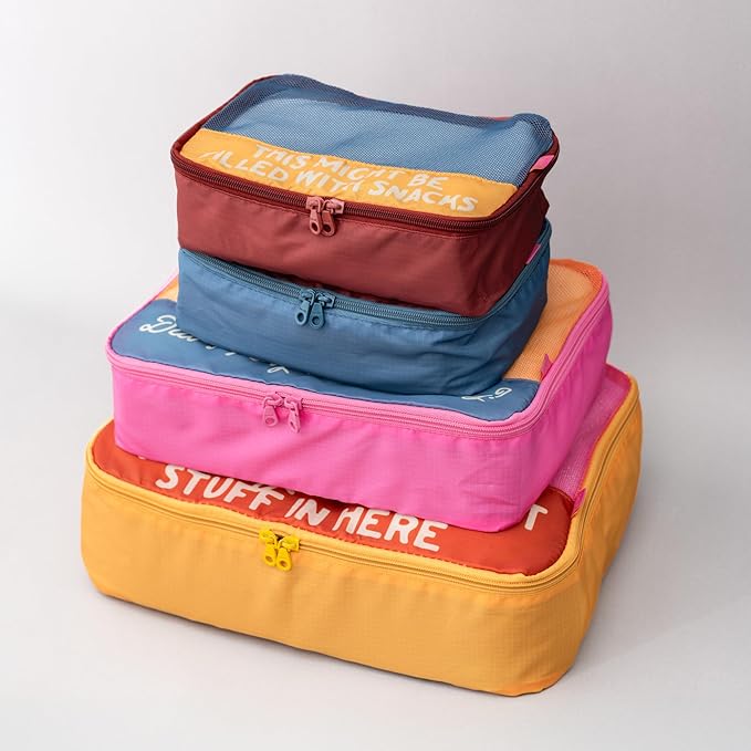 ban.do Getaway Polyester and Mesh Packing Cube Set, Includes 4 Foldable Luggage Organizers in Various Sizes (Really Important