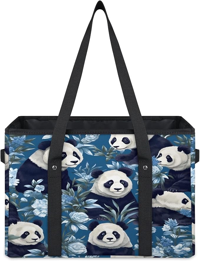 Reusable Grocery Bags Heavy Duty Shopping Bags Foldable Large Tote Bags with Long Handles & Hard Bottom