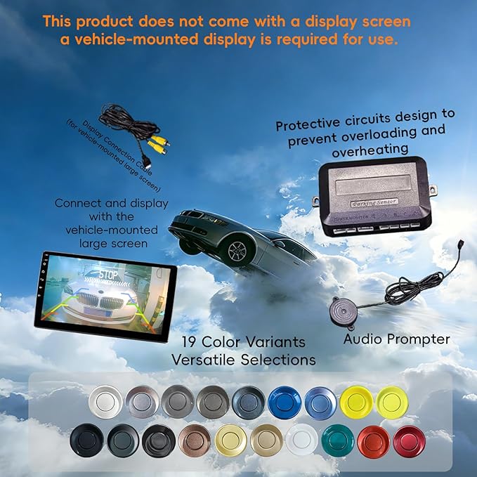 LCD Parking Sensor Kit - Displays Data on Original Screen, Easy Rear Installation, Compatible with All Camera Formats (AHD, C