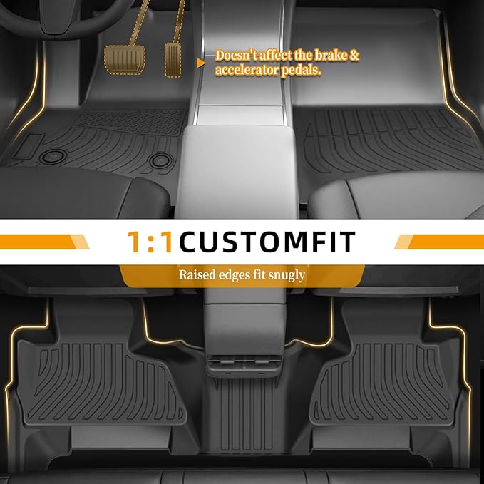 Floor Mats for Chevy Suburban 2015 2016 2017 2018 2019 2020, for GMC Yukon XL(with 2nd Row Bench), 1st & 2nd Rows &Cargo Mat, TPE Non-Slip Waterproof Summer Winter Chevrolet Suburban Car Accessories