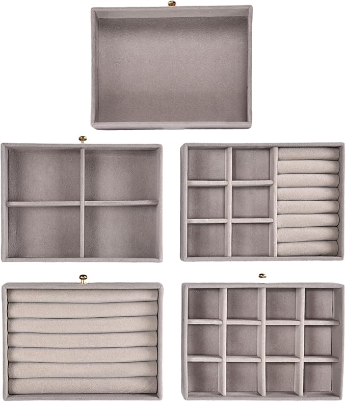 Greenfeather Jewelry Organizer with 7 Removable Drawers, Clear Acrylic Jewelry Box with 16 Necklace Hooks, 48 Pairs of Earrin