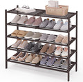 Smiry Long Bamboo Shoe Rack 5-Tier, Stackable Wooden Shoe Organizer for Entryway & Closet, Free Standing Wood Shoe Storage Sh