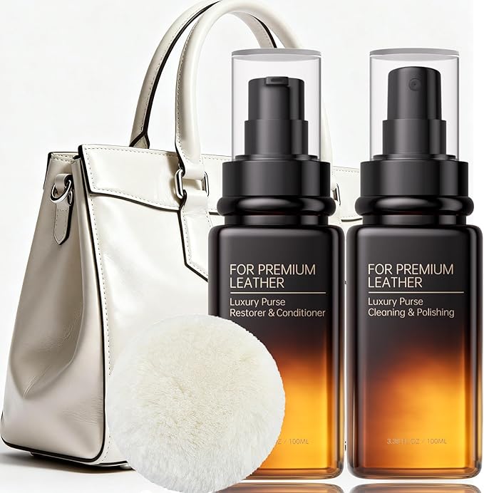 Leather Purse Cleaner & Conditioner Kit – Non-Darkening Leather Care for Handbags, Wallets & Designer Bags – Cleans, Restores