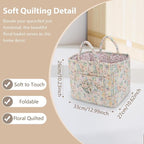 Storage Basket Boho Fabric Large Collapsible Floral Laundry Nursery Hamper Portable Folding Storage for Clothes Toys (Blue Fl