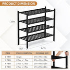4 Tier Bamboo Shoe Rack Storage Organizer for Closet, Multifunctional Stackable Free Standing Shoe Shelf Organizer for Small 